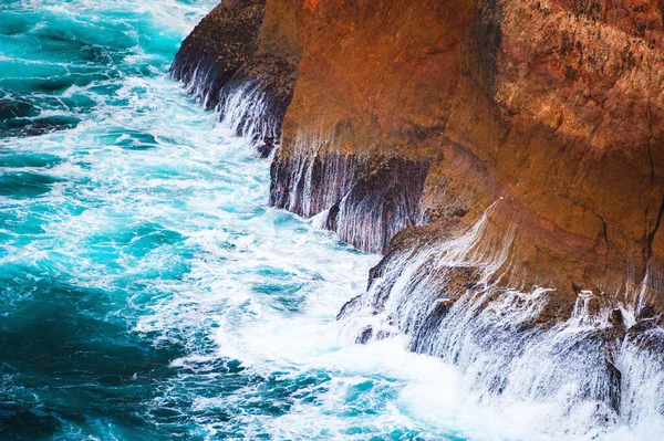 Rotskust Van Atlantische Oceaan Cape Vincent Algarve Portugal Close Zicht — Stockfoto