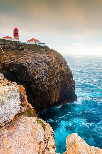 Lighthouse Cape Vincent Sunset Algarve Portugal Summer Landscape Most South — Stock Photo, Image