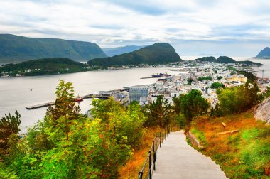 Panoramic view of Alesund, Norway. Beautiful summer landscape. Famous travel destination clipart