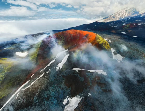 Cráteres Volcanes Campos Lava Negra Cerca Del Volcán Tolbachik Península —  Fotos de Stock