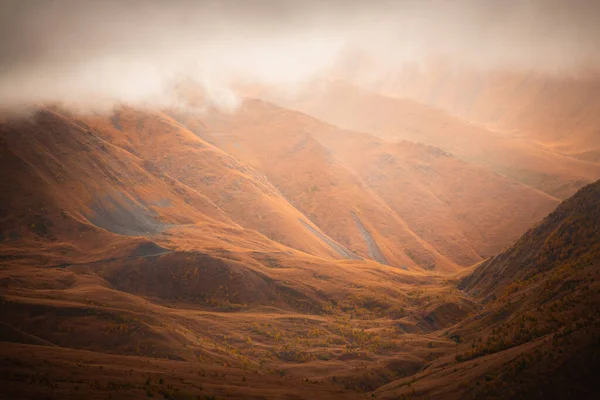 Montañas Amarillas Otoño Mañana Brumosa Valle Gil Norte Del Cáucaso — Foto de Stock