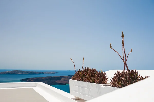 Fehér építészet Santorini szigeten, Görögország — Stock Fotó