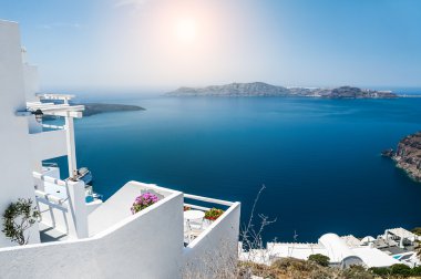 Yunanistan 'ın Santorini adasında beyaz mimari