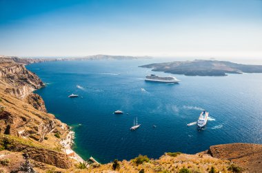 Cruise liners near the Greek Islands clipart
