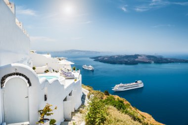 Yunanistan 'ın Santorini adasında beyaz mimari
