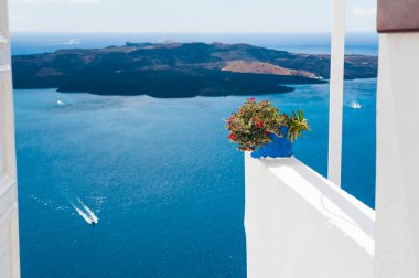 Yunanistan 'ın Santorini adasında beyaz mimari