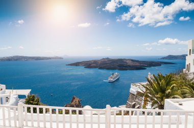 Yunanistan 'ın Santorini adasında beyaz mimari