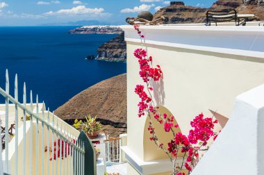 Yunanistan 'ın Santorini adasında beyaz mimari