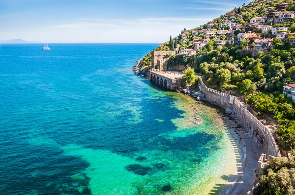 Mořské pláže v letovisku alanya, Turecko — Stock fotografie