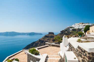 Yunanistan 'ın Santorini adasında beyaz mimari