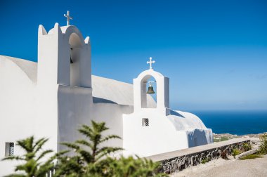 Yunanistan 'ın Santorini adasında beyaz mimari