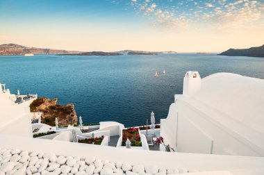 Yunanistan 'ın Santorini adasında beyaz mimari