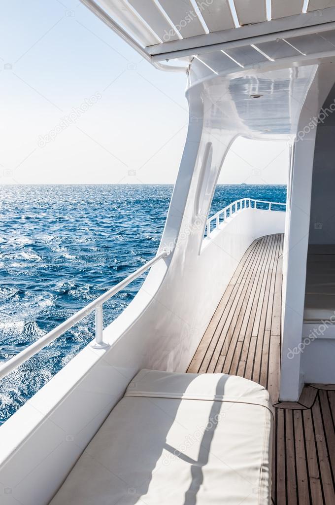 White yacht in the red sea