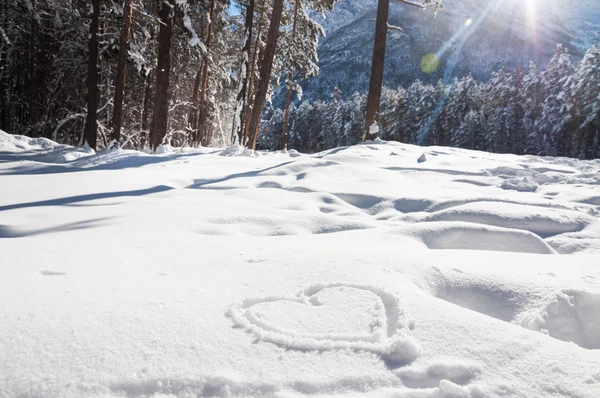 Heart on the snow — Stock Photo, Image