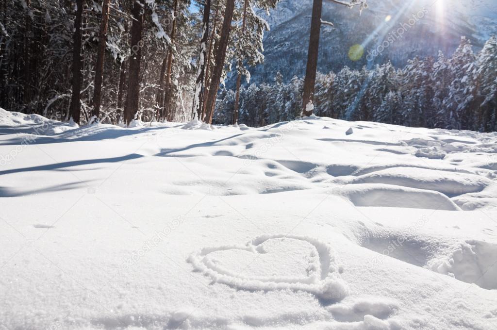 Heart on the snow