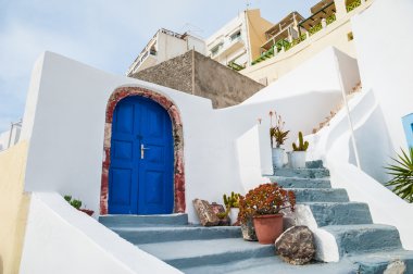 Yunanistan 'ın Santorini adasında beyaz mimari