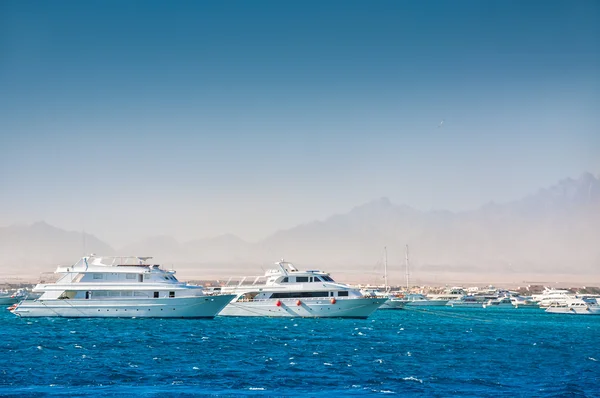 White yachts in the red sea — Stock Photo, Image