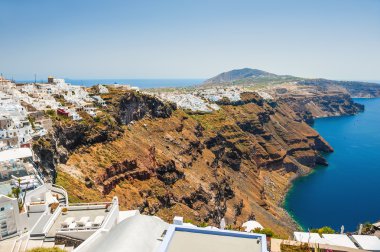 Santorini Island, Yunanistan panoramik manzaralı