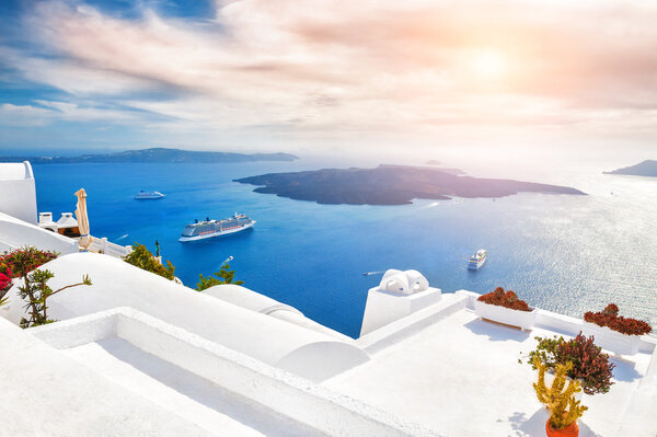 Beautiful sunset on Santorini island, Greece