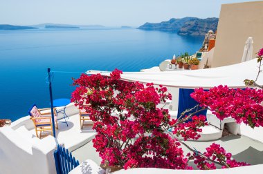 Yunanistan 'ın Santorini adasında beyaz mimari