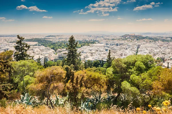 Panorámás kilátás nyílik Athén, Görögország. — Stock Fotó