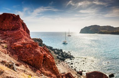 Yunanistan 'ın Santorini Adası' ndaki Kızıl Sahil.