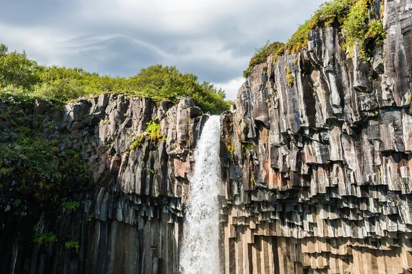 Hermosa cascada Svartifoss con columnas de basalto . — Foto de Stock