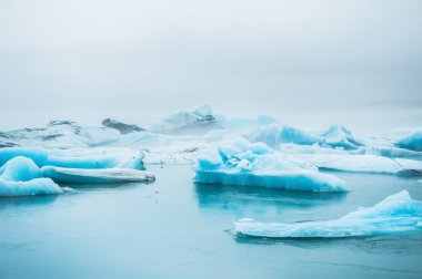 Jokulsarlon buzul lagün güzel mavi icebergs.