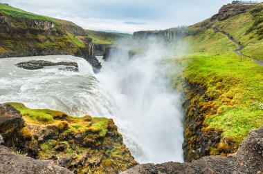 Güzel ve ünlü Gullfoss şelale, İzlanda
