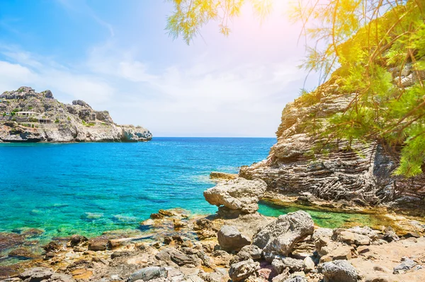 Hermosa playa con agua turquesa. Isla de Creta, Grecia . — Foto de Stock