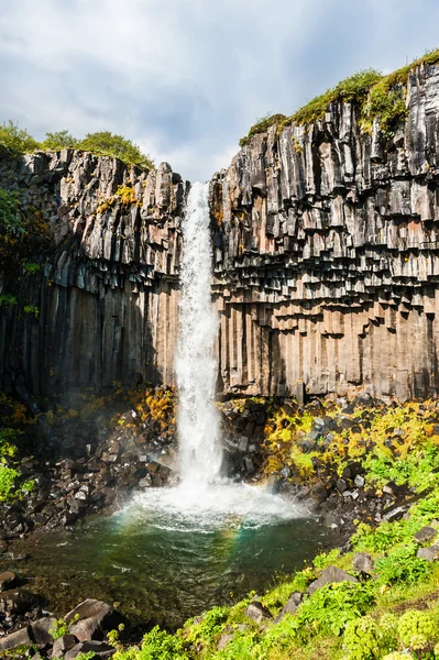 Bella cascata Svartifoss con colonne di basalto . — Foto Stock