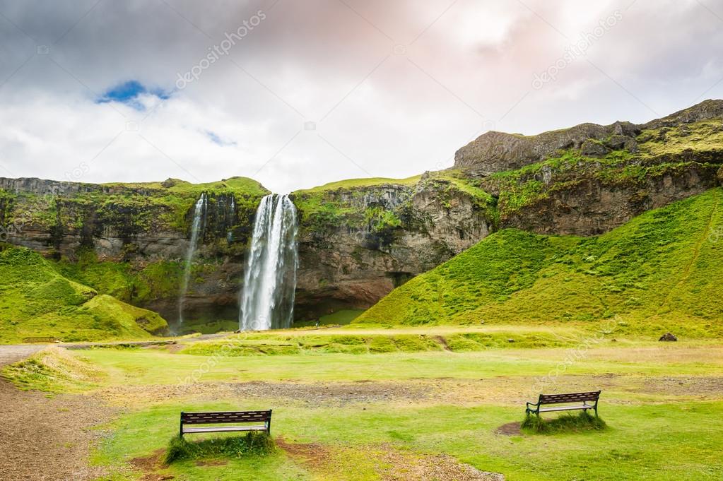 Seljalandsfoss waterfall in Iceland.