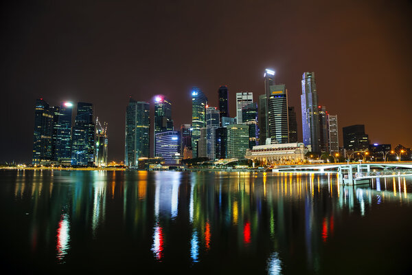 Singapore financial district at night time
