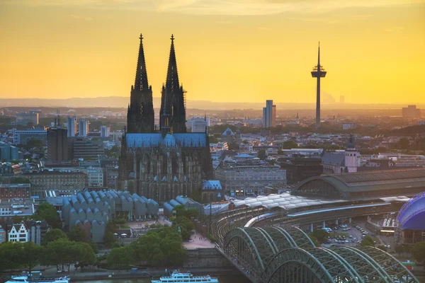 Köln antenn översikt före solnedgången — Stockfoto