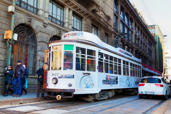 Old tram in Milan, Italy — Stock Photo, Image