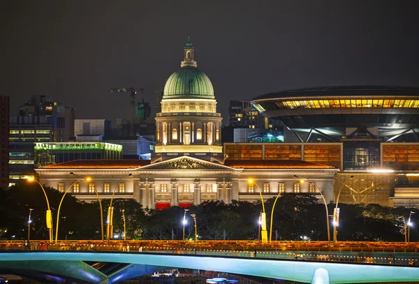 Przegląd, Singapuru, w nocy — Zdjęcie stockowe