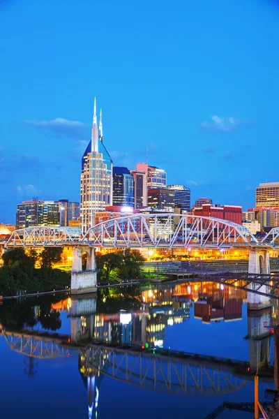 Downtown Nashville Skyline in avond — Stockfoto