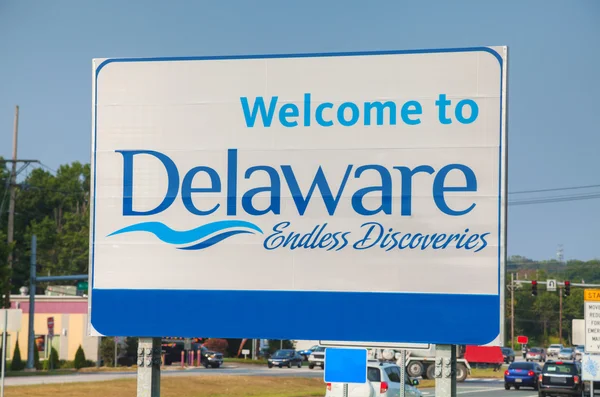 Welkom bij Delaware verkeersbord — Stockfoto