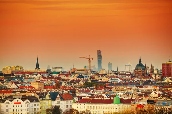 Vienna Flygfoto på kvällen — Stockfoto