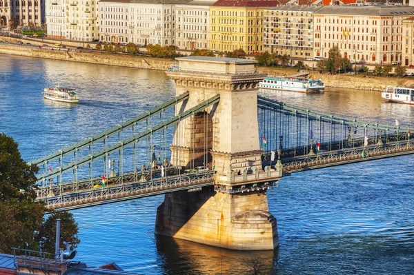 Szechenyi Most Łańcuchowy w Budapeszcie — Zdjęcie stockowe