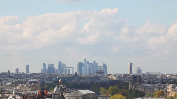 Paris cityscape with La Defense at the horizon — Stock Video