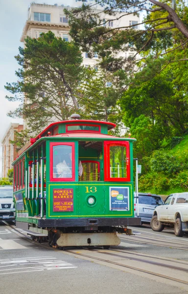 Famous cable car at a steep street — Stock Photo, Image