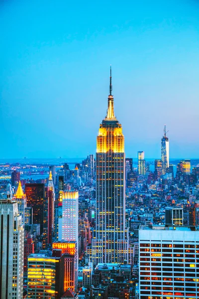 New York City cityscape in the night — Stock Photo, Image