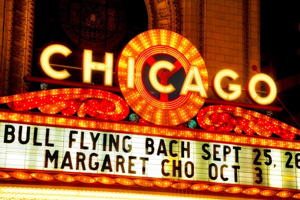 Chicago theather neon teken — Stockfoto