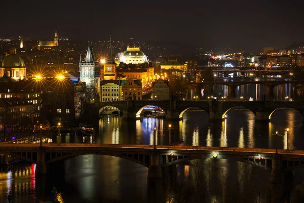 Overview of Prague in night — Stock Photo, Image