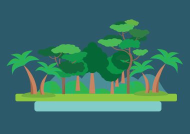 Orman yeşil manzara. Vektör çizim