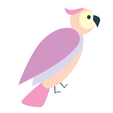 Şirin renkli kuş simgesi, düz illüstrasyon vektör