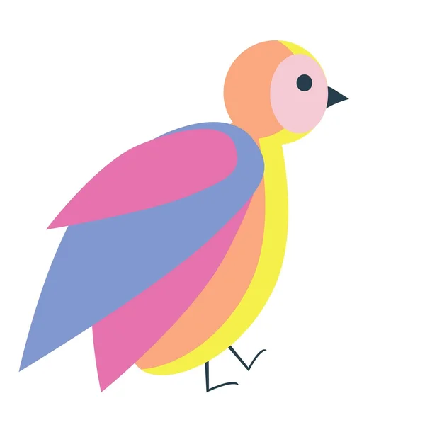 Χαριτωμένο Πολύχρωμο Πουλί Εικονίδιο Επίπεδη Εικονογράφηση Διάνυσμα — Διανυσματικό Αρχείο