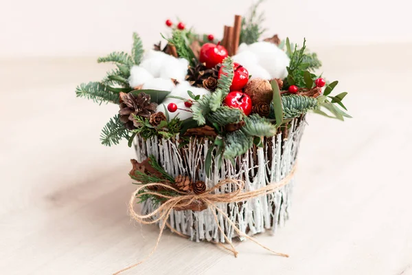 카네이션 산티니 브루니와 전나무로 크리스마스 장식이다 크리스마스 정신과 — 스톡 사진