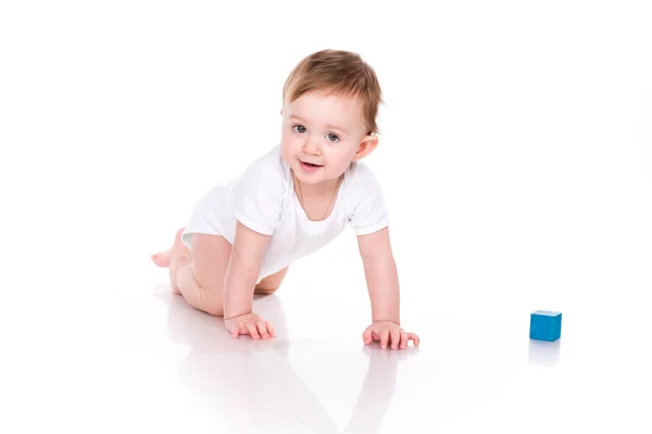 Beautiful baby building with cubes — Stock Photo, Image